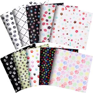 10 Pieces 20 x 20 Inch Cute Dog Paw Print Fabric Puppy Dogs Fabric Fat Quarters Animal Footprint Bone Paw Fabrics Pattern for Dog Lover DIY Quilting Sewing Crafting Supplies