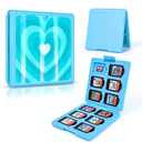 DLseego Switch Game Card Case for Lite/OLED, Shiny Reflective Gradient with 12 Game & 12 Micro SD Card Slots - Blue