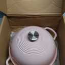 Cast Iron Dutch Oven Pot with Lid, Round Bread Oven for Sourdough Bread Baking, Umite Chef Enameled Cast Iron Bread Oven with Dome Lid & Cotton Potholders for Sourdough, Pink, 6 Quarts