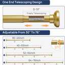 ENJOYBASICS Gold Shower Curtain Rod 30 to 76 Inches, Stainless Steel Adjustable Spring Tension Rods No Drill for Bathroom, Closet, Window, Room Divider, Never Rust, Non Slip