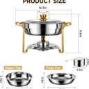 Chafing Dishes for Buffet with Lid & Lid Holder, 6QT Round Stainless Steel Chafing Dish Set, Heating and Cooling Buffet for Home Parties, Christmas Gatherings, Catering Events (1)