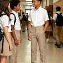 DHTS Boys Dress Pants (Size 2-20 Years) Slim Fit Uniform Pants for Toddler & Teens (Beige)