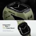 Nereides Compatible with Apple Watch Band 45mm 44mm, for iWatch Band Series 9/8/7/6/5/4/SE/SE2, Rugged Heavy Duty Case with Strap, Shockproof PC Frame Bumper Case for Men (Army Green)