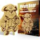 Pirate Bear Cutting Boards And Knife Set, 11.2" X 8.9" Bamboo Charcuterie Boards, Serving Tray For House Warming Gifts New Home Decor, Anniversary Birthday Party Christmas Bear Gifts
