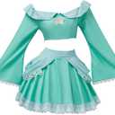 Willyacos Princess Costume Adult Blue Dress Sexy Princess Cosplay Costume Outfit Top Skirt for Teen Women (Large)