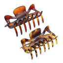 Parcelona French Classic Medium 3" Celluloid No Slip Grip Jaw Hair Claw Durable Styling Hair Accessories Women Strong Hold Girls Hair Claw Clips, Made in France (Tortoise Shell N Savana)