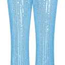 GRACE KARIN Girls Sequin Pants Sparke Trouser Glitter Dance Bell Bottoms (6-7 Years, Light Blue)