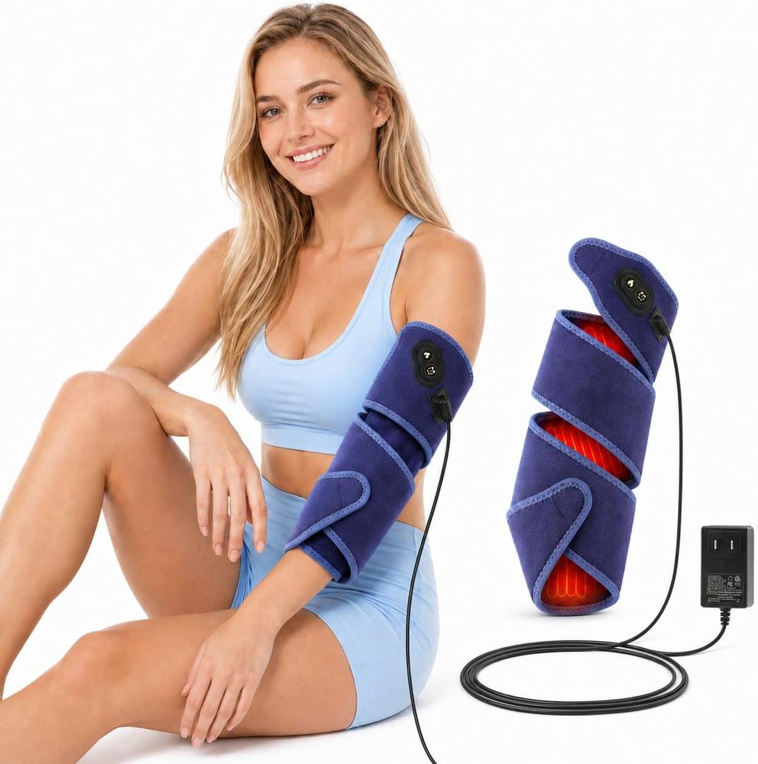 Elbow Heating Pad, Arm Heating Pad, Adjustable Heating Pad for Arm and Elbow for Arthritis Tennis Elbow Pain Relief, 4 Heat Levels 3 Timers Auto Off, Extra Long 6.6 ft Cord, Blue
