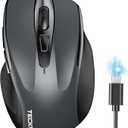 TECKNET Wireless Mouse (BT5.0/3.0 & 2.4G) Rechargeable 4800 DPI Silent USB A & Bluetooth Mouse 6 Buttons, Wide Compatibility  Grey