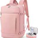 SHOWKOO Laptop Backpack for 17 Inch Laptop, 40L Expandable Large Capacity Backpack, TSA Carry On Travel Backpack with Padded Laptop Compartment, Water-Resistant College & Commuter Bag, Pink