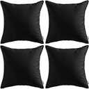 MIULEE Pack of 4 Decorative Outdoor Waterproof Summer Pillow Cover Square Garden Cushion Case PU Coating Throw Pillow Cover Shell for Tent Park Couch 18x18 Inch Black