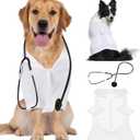 Dog Cat Halloween Doctor Surgeon Nurse Costumes Pet Doctor Clothes with Stethoscope Puppy Cosplay Party Apparel Outfits for Halloween Dogs Cats Holiday Uniform Cosplay Dress Up (White, XL)