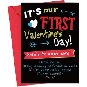 6 x First Valentines Day Card - Romantic Valentine Cards for Boyfriend Girlfriend Fiance Fiancee, Sweet Valentines Day Gifts for Him Her Wife Husband, Funny Valentine Gifts for Men Women