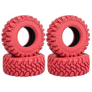 LRFHL 1.2" RC Crawler Tires 62 * 24mm Soft Rubber 1.2 Tires Colored Tyres with Foam Insert for 1/18 TRX4M 1/24 SCX24 FCX24 Upgrade (4PCS, Red)