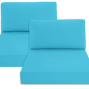 Summsun Outdoor Chair Cushions for Patio Furniture with Waterproof Detachable Cover, Deep Seat Couch Cushion Replacement and Backrest Pillow Set for Sectional Sofa, 25.6 x 25.6 Inch, Teal