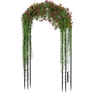 102in Steel Garden Arch Arbor Trellis for Climbing Plants Outdoor,Yard,Wide Sturdy Durable Garden Arch for Lawn,8.5ft Climbing Plants Decorative Wire Lattice,Outdoor Wedding Arch(Black)