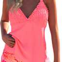 ROSEWE Women's Tankini Bathing Suits, Two-Piece Smocked Swim Dress, Print Swimsuits with Board Shorts (XX-Large, Coral)