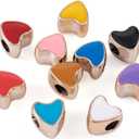 Craftdady 100pcs Enamel Love Heart European Beads Large Hole Acrylic Heart Loose Spacer Beads Random Mixed Color 11.5x11.5mm for Jewelry Making Hole: 4.5mm