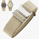 Nizonlaie Elastic Nylon Watch Band French Troops Paratrooper Military Parachute Style 18mm 20mm 22mm Hook-and-Loop Premium Striped Fabric Nylon Replacement Watch Strap for Men Women