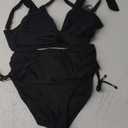 Blooming Jelly Womens High Waisted Bikini Sets Ruched Tummy Control Bathing Suit 2 Piece Swim Suit (Medium, Black)