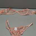 Lilosy Sexy Underwire Cute Push Up Strappy Embroidered Mesh Sheer Lingerie Set See Through Panty Bra (XX-Large, Pink)