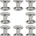 300sets Stainless Steel Leather Rivets Double Cap Rivet Tubular Metal Studs Repairs Decoration Craft Accessories for Leather Craft Clothes Shoes Bags Belts (8mm Silver)