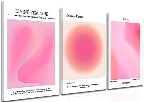 Trendy Aesthetic Canvas Wall Art Aesthetic Set of 3 | Pink Gradient Aura Angel Posters Prints Room Decor | Pink Wall Art Decor for Bedroom, Living Room - Framed 16x24 Inch Trendy Aesthetic Canvas Wall Art Aesthetic Set of 3 | Pink Gradient Aura Angel Posters Prints Room Decor | Pink Wall Art Decor for Bedroom, Living Room - Framed 16x24 Inch