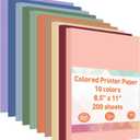 MAXECHO 8.5" x 11" Bulk Colored Copy & Print Paper, 200 Sheets 10 Assorted Colors Printer Paper Computer Paper Suitable for Origami, Crafts, DIY Projects, 80 GSM