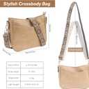 Vegan Leather Crossbody Bags for Women, Medium Cross Body Purse with Wide Adjustable Strap LightWeight (Khaki)