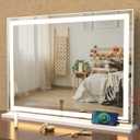 Vanity Mirror with Lights, Large Tabletop Makeup Mirror with Dimmable 3 Modes LED Backlit Light Strip, Touch Screen Control Dressing Mirror with 2 USB Outlet (30.7" W X 22.7" H)