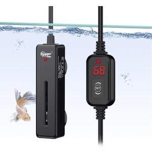 hygger Mini Fish Tank Submersible Heater 50W for 5-10 Gallons Small Betta Aquarium Heater with Digital Display Controller Adjustable Temperature