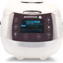 Reishunger Digital Rice Cooker and Steamer, White, Timer - 8 Cups - Premium Inner Pot, Multi Cooker with 12 Programs & 7-Phase Technology for Brown Rice, Soups, Grains, Oatmeal & more - 1-8 People