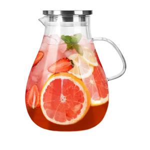 1 Gallon Glass Pitcher with Lid and Handle, Hot & Cold Water Jug, Extra-Wide Mouth Beverage Carafe for Juice, Iced Tea & Drinks