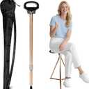 ALEVMOOM Walking Cane with Seat Folding Lightweight, 2-in-1 Cane Stool for Adults, Aluminum Walking Stick with Seat, Stick Chair Portable Stool for Senior (34 IN/1.8 LBS, GOLD)