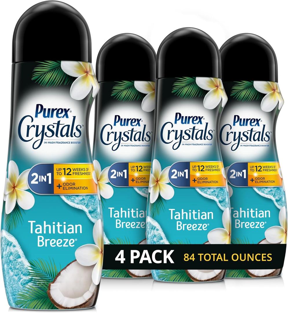 Purex Crystals in-wash Fragrance and Scent Booster, Tahitian Breeze, 21 Ounce (Pack of 4)