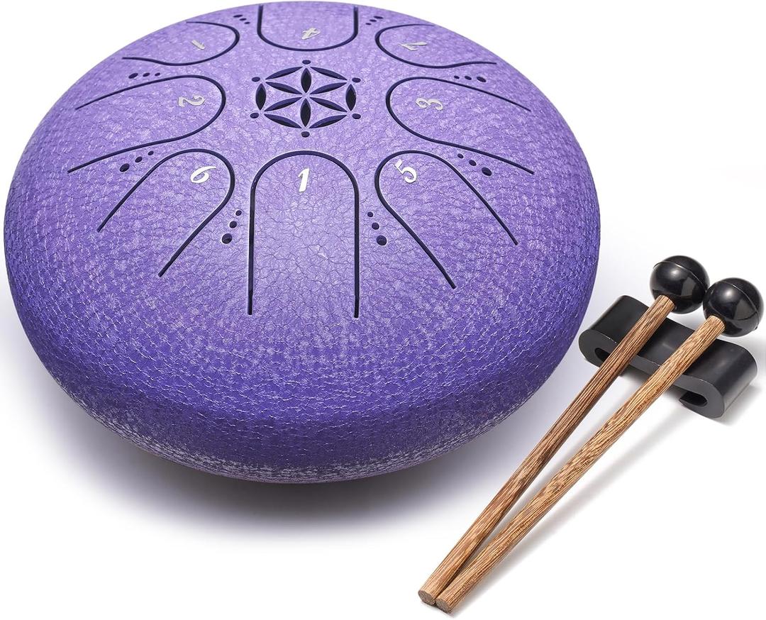 Steel Tongue Drum Percussion: 6 Inch 8 Notes Musical Instruments, Music Gifts for Family Friends (Lavender)