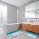 Britimes Bathroom Rug Mat Set of 2 Mats Rugs No Slip Blue Sea Blue Beach Bath Mat Bathroom Decorations Carpets 16x24 and 20x32 inches for Kitchen Bedroom Indoor
