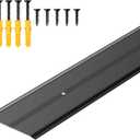 Raytano 48"L×2.4"W ×0.1"H Flat Profile Aluminum Floor Transition Strip, Metal Door Threshold for Carpet Wood Tile Vinyl Flooring Gaps, Indoor and Outdoor Doorway Decoration Protector(Black,1pc)