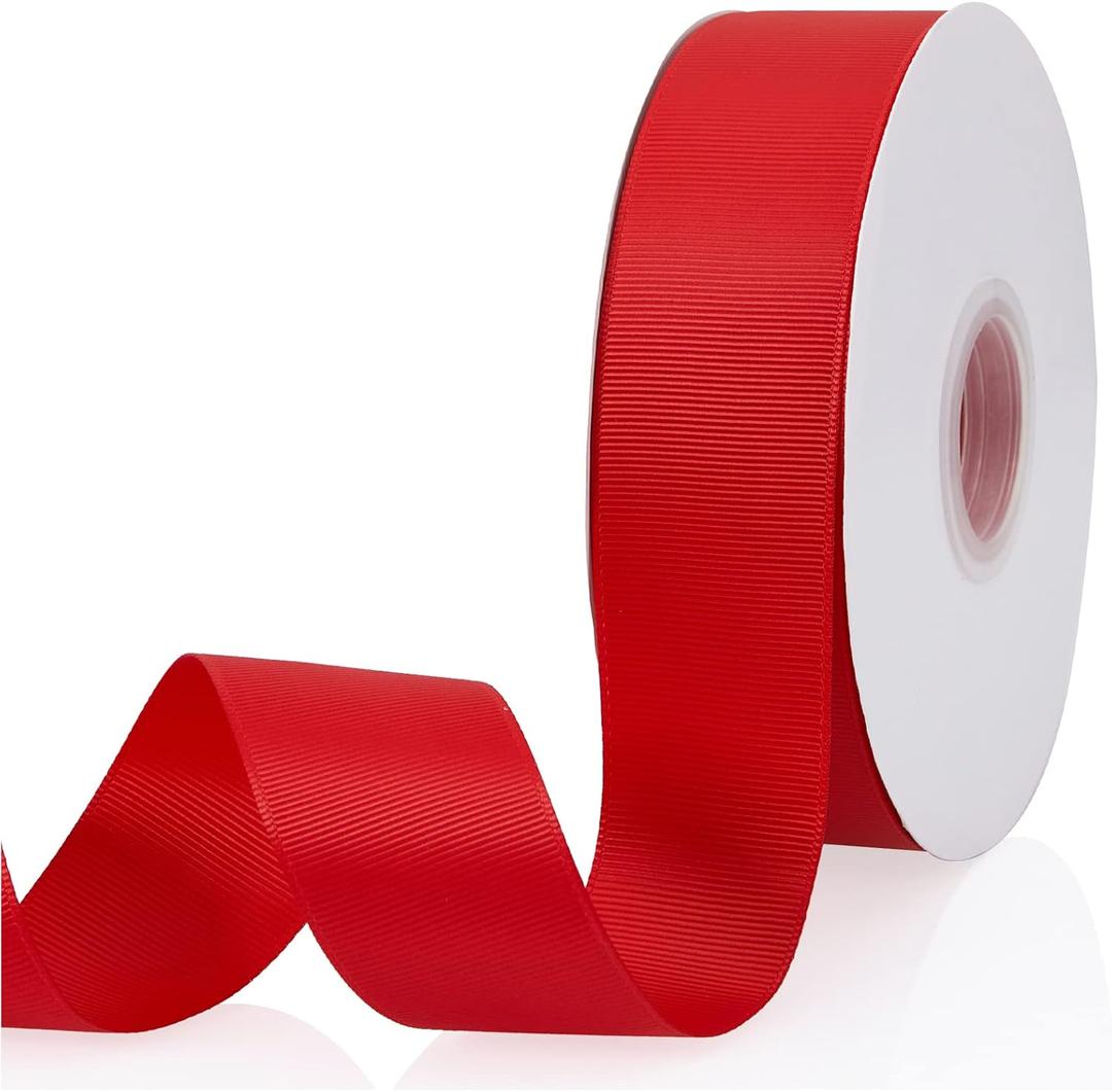 Red 1-1/2" X 50 Yards Solid Color Double Faced Grosgrain Ribbon for Gifts Wrapping, Wedding, Party, Crafts, Hair Bows, Flowers, Home DIY Decor