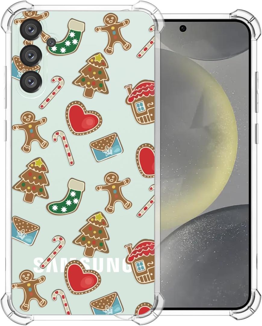 Clear Christmas Phone Case for Samsung S23 FE,Xmas Santa's Cookie Pattern Slim Fit Soft Protective Cute Cover Boys Girls Phone Case for Samsung S23 FE-Santa's Cookie