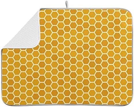 Yellow Dish Drying Mat for Kitchen Counter Yellow Honeycomb Microfiber Dish Mat Absorbent Drying Pad Dish Draining Mat 18 x 16 Inch Medium