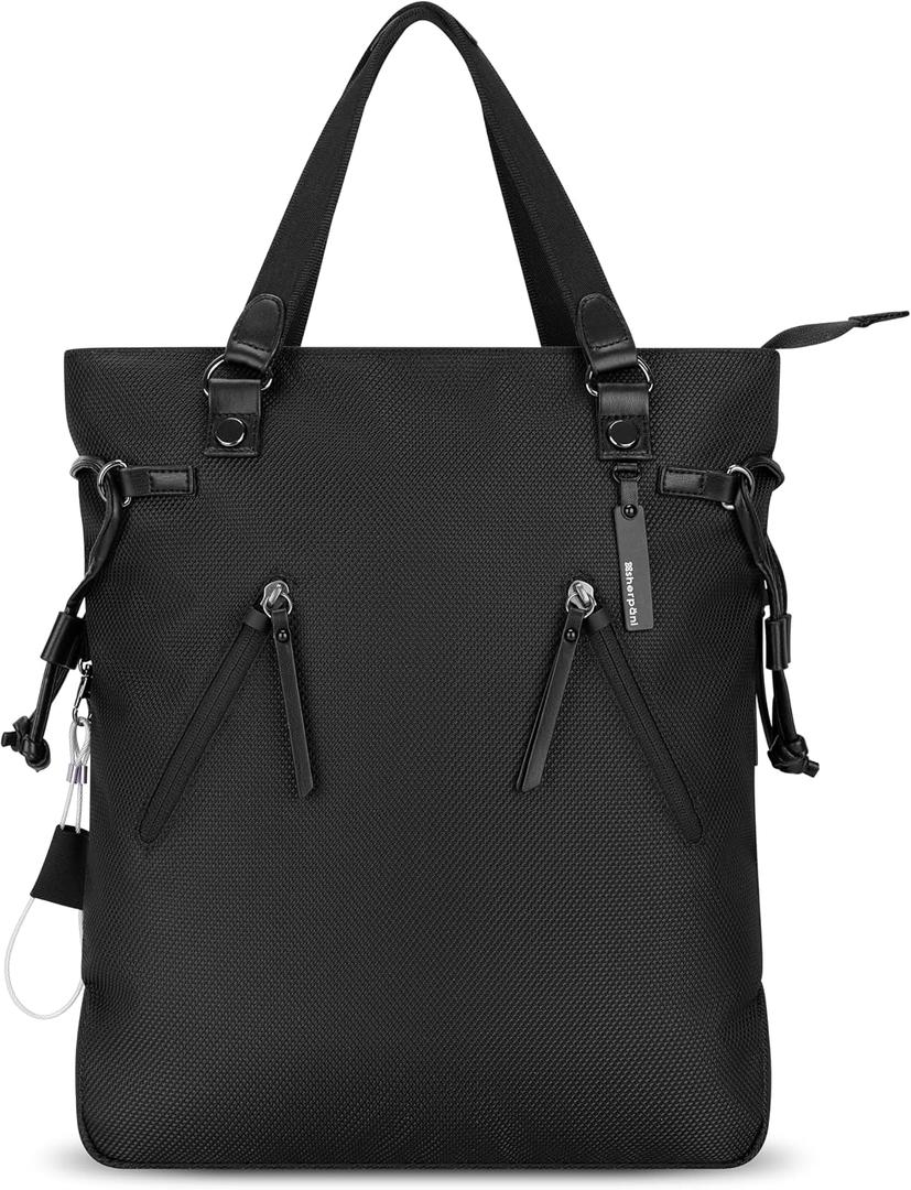 Sherpani Tempest, Anti Theft Convertible Backpack Tote, 14L Travel Backpack, Travel Gifts for Women, Handbags, RFID Protection, Metal Hardware, Fits 15” Laptop (No Sleeve) (Carbon Signature)