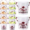 meekoo 12 Pcs 32oz Graduation Buckets with Handle Class of 2025 Versatile Plastic Treat Pail Bucket Bulk for Drinks Candy Cocktail Snack Gifts Grad Party Supplies(Wine Red)