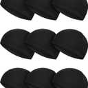 SATINIOR 9 Pieces Cooling Skull Caps Helmet Hard Hat Liner Bald Cap Sweat Wicking Running Beanie Cycling for Men Women (Medium, Black)