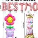 11Pcs Happy Mother's Day Balloons Set, 16Inch and 60Inch BEST MOM Large Standing Flower Foil Balloons for Mothers Day Celebrations Grandmother Birthday Party Decorations