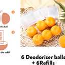 12 Pack Baking Soda Deodorizers, 6 Deodorizer Balls + 6 Refills, Odor Eliminator for Shoes Closets Bathroom Pets, Air Freshener for Home, Up to 240 Days