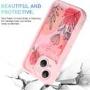 MOWIME Compatible with iPhone 13 Case with Card Holder, Floral Flower Shockproof Soft TPU Protective Cover Women Girls, Anti Scratch Wallet Case for iPhone 13 6.1 Inch, Pink