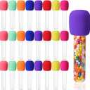 Glooglitter 24 Sets Microphone Candy Tubes Fake Colorful Prop, Microphone Rock Star Toy Candy Tube, for Karaoke Disco Theme Birthday Party Disco Singer Stage Costume Prop (Classic)