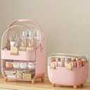 Makeup Organizer with Lipstick Holder, Skincare Organizers Storage Box Cosmetic Display Cases, Teen Girl Gifts Make up Organizers for Vanity, Dresser, Countertop, Bathroom(Pink)
