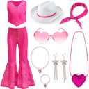 Cowgirl Costume Girls Kids Disco Western Rodeo Dress Up Outfits for Halloween Birthday Cosplay Party